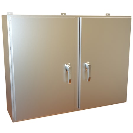 Hammond 3 Point Latch with Padlock Handle Electrical Enclosures, 36 in H, 12 in D, 48 in W, Stainless Steel HN4WM364812SS